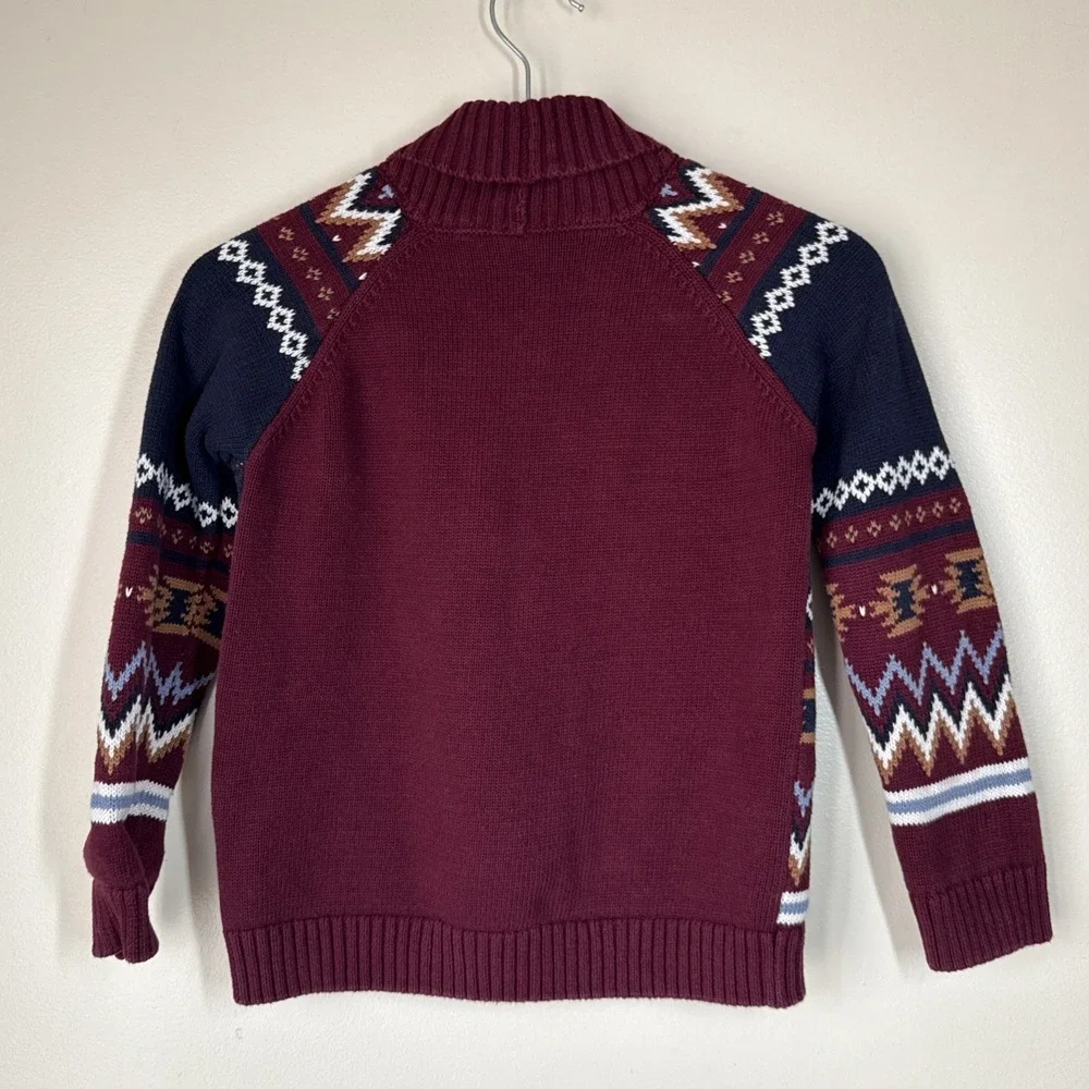 Gymboree Boys‎ Fair Isle Dog Knit Cardigan Sweater Size 6 Playful Pups Thick